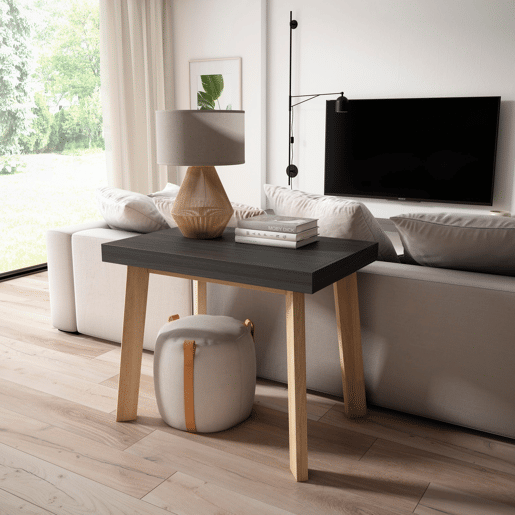 Mesa Consola Extensível, Cozinha, Sala de jantar, 140x90x73cm, Para 6 pessoas, Pés de madeira, Estilo moderno, Preto Mesa Consola Extensível, Cozinha, Sala de jantar, 140x90x73cm, Para 6 pessoas, Pés de madeira, Estilo moderno, Preto