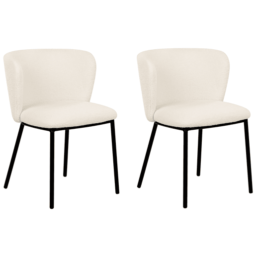 Conjunto de 2 cadeiras de jantar MINA Bouclé Branco creme