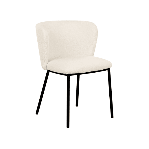 Conjunto de 2 cadeiras de jantar MINA Bouclé Branco creme
