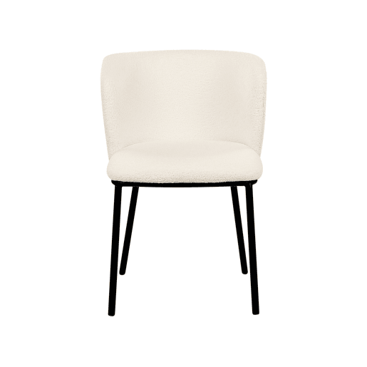 Conjunto de 2 cadeiras de jantar MINA Bouclé Branco creme