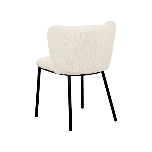 Conjunto de 2 cadeiras de jantar MINA Bouclé Branco creme