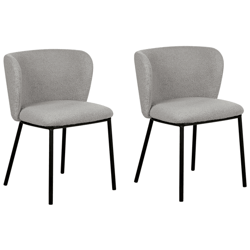 Conjunto de 2 cadeiras de jantar MINA Bouclé Cinzento