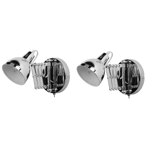 Conjunto de 2 candeeiros de parede HARRINGTON Ajustável Metal Prateado
