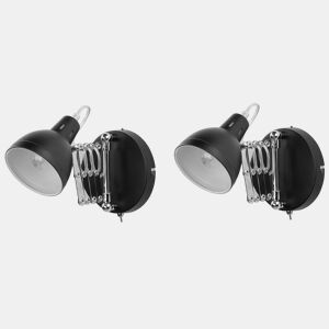 Conjunto de 2 candeeiros de parede HARRINGTON Ajustável Metal Preto
