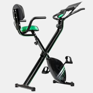Cecotec Bicicleta estática dobrável com encosto. Ecrã LCD. Resistência magnética variável. Selim de conforto com encosto e alças de apoio laterais. Suporte para tabletes y rodas de transporte.