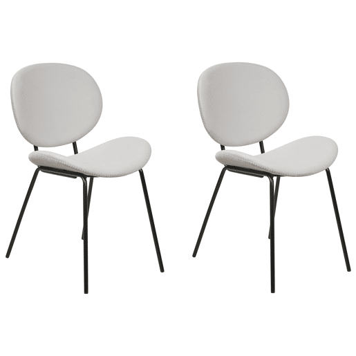 Conjunto de 2 cadeiras de jantar LUANA Veludo Cinzento claro