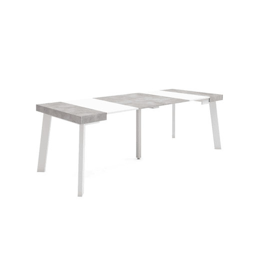 Mesa Consola Extensível, Cozinha, Sala de jantar, 222x90x73cm, Para 10 pessoas, Pés de madeira, Estilo moderno, Branco e cinzento Mesa Consola Extensível, Cozinha, Sala de jantar, 222x90x73cm, Para 10 pessoas, Pés de madeira, Estilo moderno, Branco e cinzento