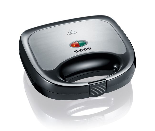 Severin - sandwichera de 600 w. placas con revestimiento antiadherente, negro / acero inoxidable, sa 2969