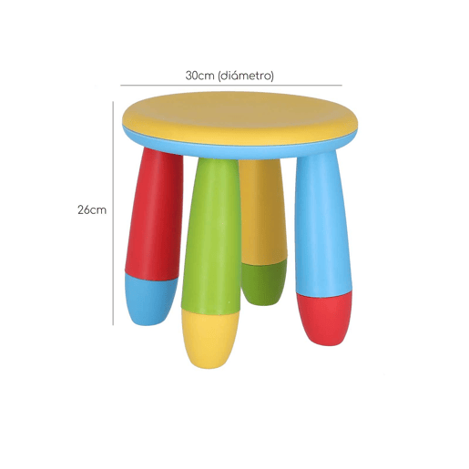 Banco para crianças amarelo, de plástico resistente e forte, Diâmetro:30 cm x A:26 cm