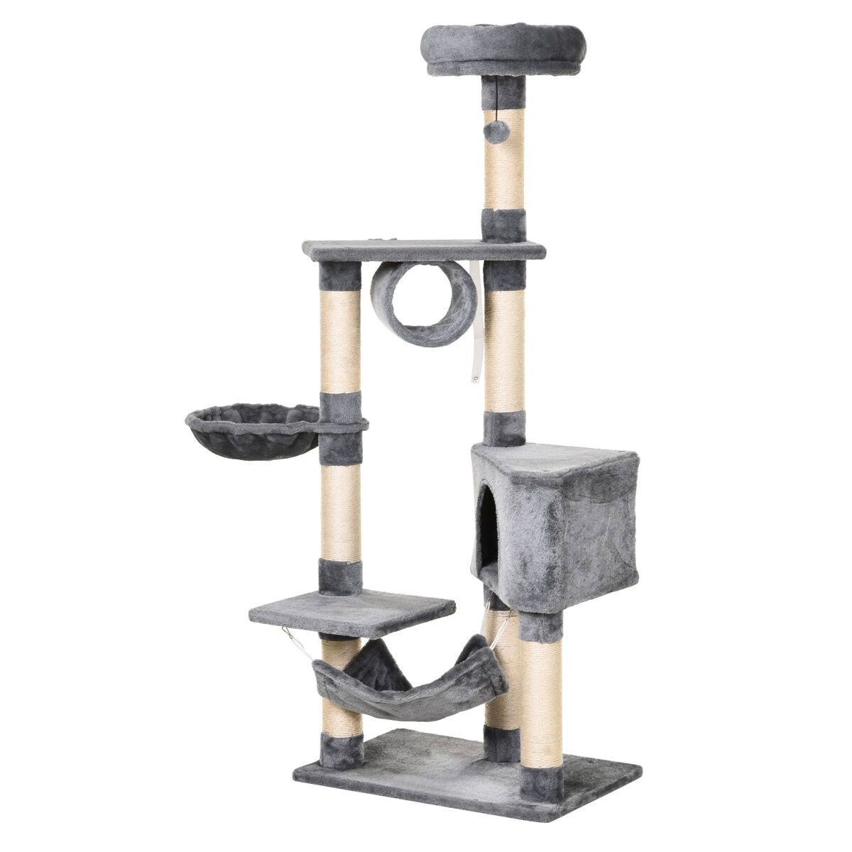 Árbol para Gatos Aglomerado de Madera, Felpa, Sisal PawHut