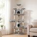 Árbol Rascador para Gato Aglomerado de Madera, Sisal y Felpa Árbol Rascador para Gato Aglomerado de Madera, Sisal y Felpa Gris