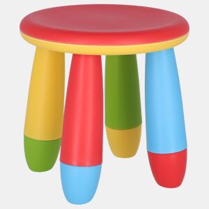 Banco para crianças vermelho, em plástico robusto e resistente, Diâmetro:30 cm x A:26 cm