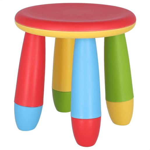 Banco para crianças vermelho, em plástico robusto e resistente, Diâmetro:30 cm x A:26 cm