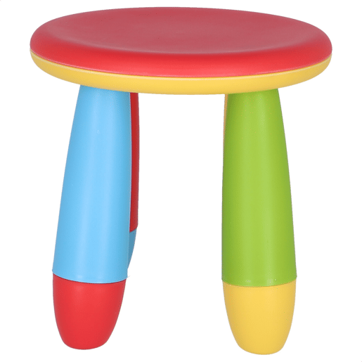Banco para crianças vermelho, em plástico robusto e resistente, Diâmetro:30 cm x A:26 cm