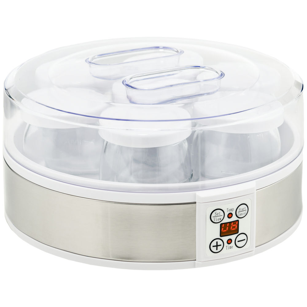 Yogurtera AS, PP, Acero Inoxidable, Vidrio HOMCOM