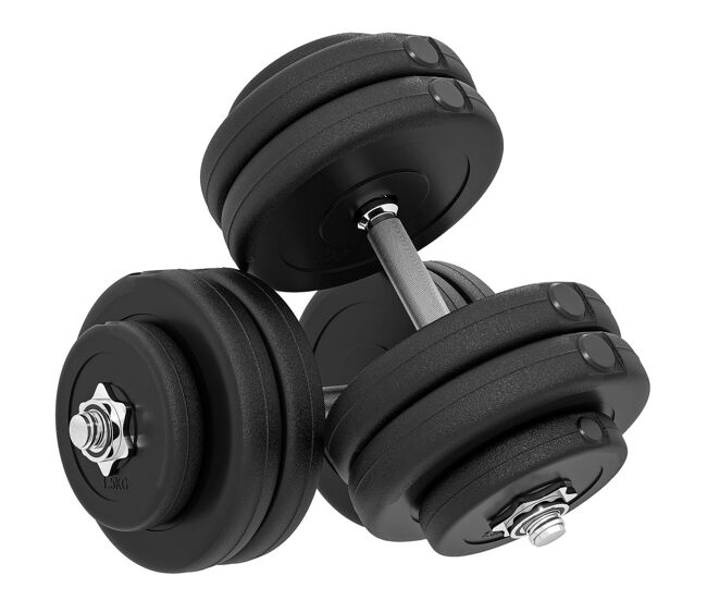 Homcom juego de mancuernas ajustables juego de pesas y mancuernas 8x5 kg 4x1,5 kg y 2 barras total 50 kg para ejercicio entrenamiento en casa gimnasio