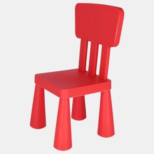 Cadeira de criança vermelha em plástico forte e resistente, C:38 cm x F:35 cm x A:67 cm
