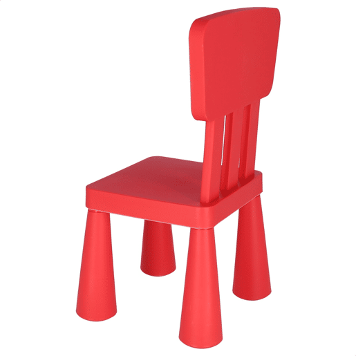 Cadeira de criança vermelha em plástico forte e resistente, C:38 cm x F:35 cm x A:67 cm