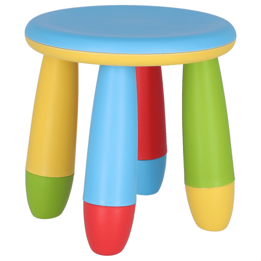 Banco azul para crianças, em plástico forte e resistente, Diâmetro:30 cm x A:26 cm