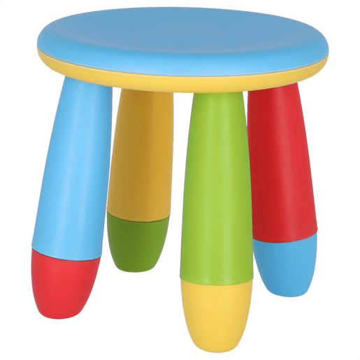 Banco azul para crianças, em plástico forte e resistente, Diâmetro:30 cm x A:26 cm