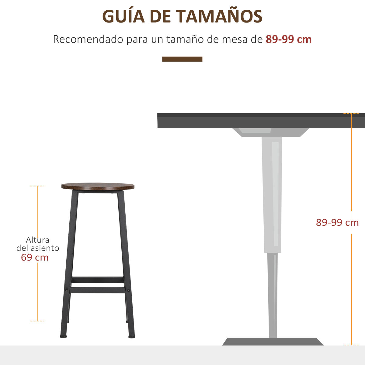 HOMCOM Set De 2 Taburetes Altos: Comodidad Y Estilo Para Tu Cocina O Bar – Ahorra Espacio Con Diseño Sin Respaldo