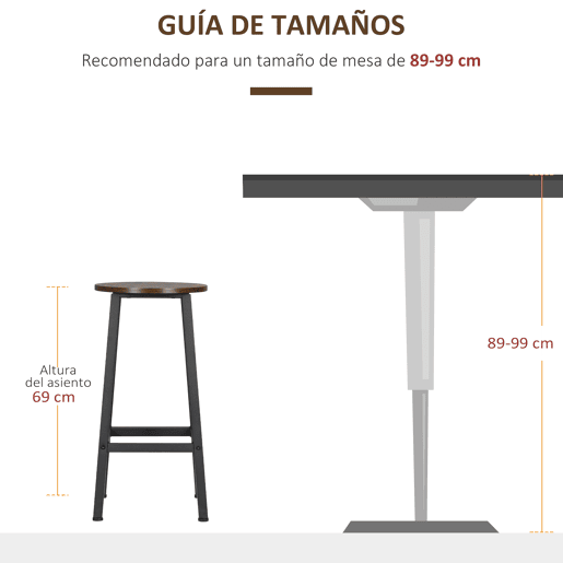 HOMCOM Conjunto de 2 Bancos Altos de Cozinha Bancos de Bar com Pés de Aço e Apoio para os Pés para Sala de Estar Sala de Jantar Carga 75kg 32,5x32,5x65 cm Madeira e Preto