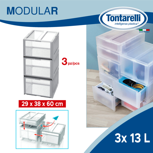 Móveis de armazenamento modulares (3 gavetas + 2 organizadores)