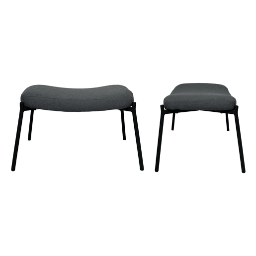 Sillón de tejido bouclé tela gris con reposapiés EIRA