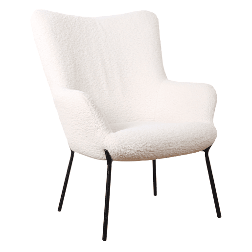 Sillón borreguito efecto lana rizada beige EIRA Sillón borreguito efecto lana rizada beige EIRA