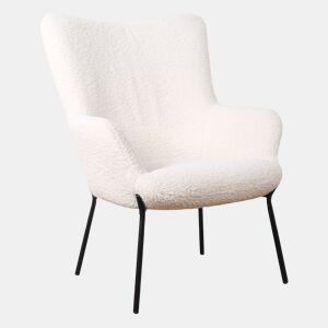 Sillón borreguito efecto lana rizada beige EIRA