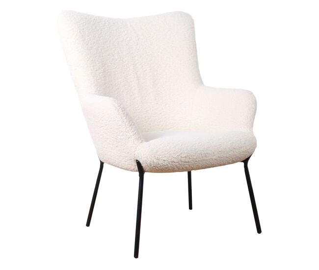 Sillón borreguito efecto lana rizada beige eira