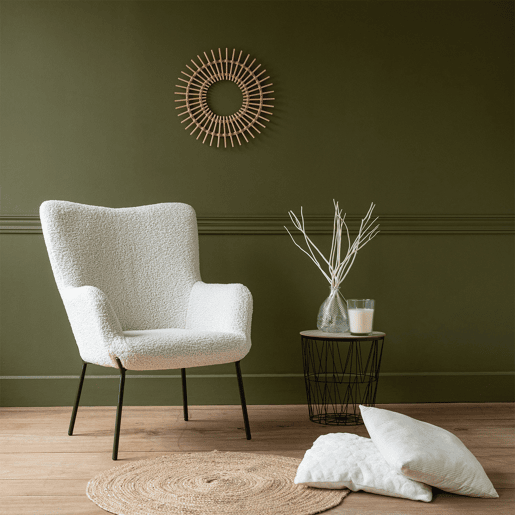 Sillón borreguito efecto lana rizada beige EIRA Sillón borreguito efecto lana rizada beige EIRA