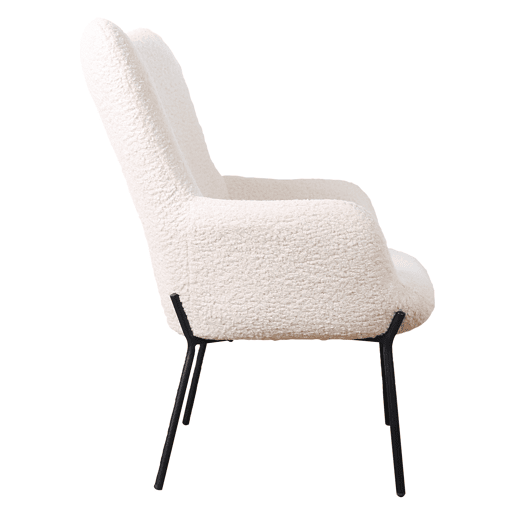 Sillón borreguito efecto lana rizada beige EIRA Sillón borreguito efecto lana rizada beige EIRA