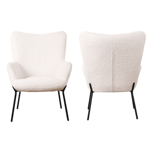 Sillón borreguito efecto lana rizada beige EIRA Sillón borreguito efecto lana rizada beige EIRA