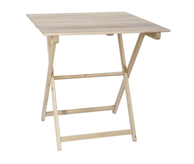 Mesa velador de haya plegable con tablillas, acabado sin barniz, 70x50x76 cm