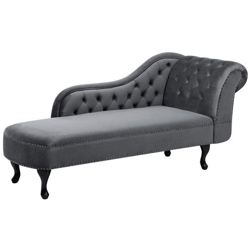 Chaise longue à direita NIMES Veludo Cinzento