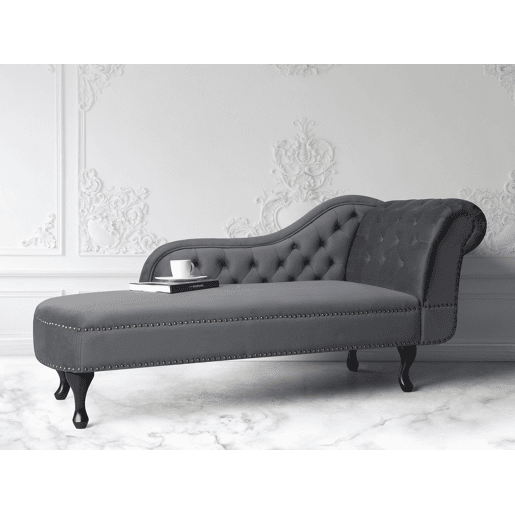 Chaise longue à direita NIMES Veludo Cinzento