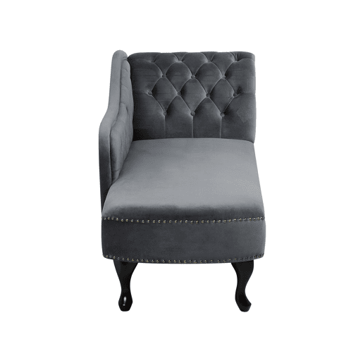 Chaise longue à direita NIMES Veludo Cinzento