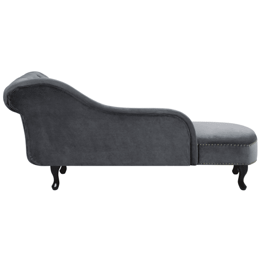Chaise longue à direita NIMES Veludo Cinzento