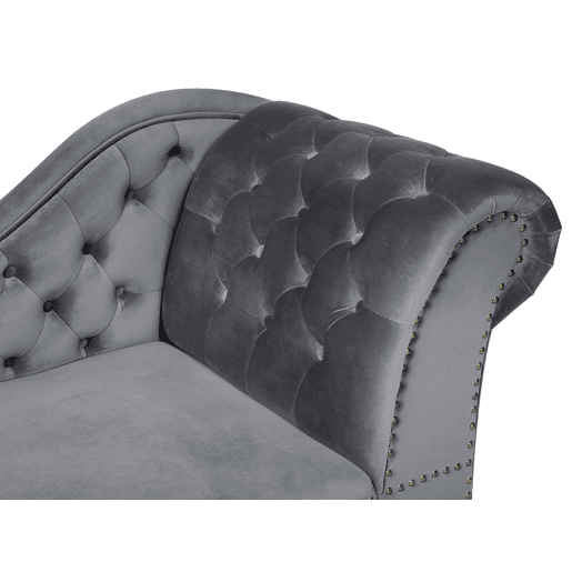 Chaise longue à direita NIMES Veludo Cinzento