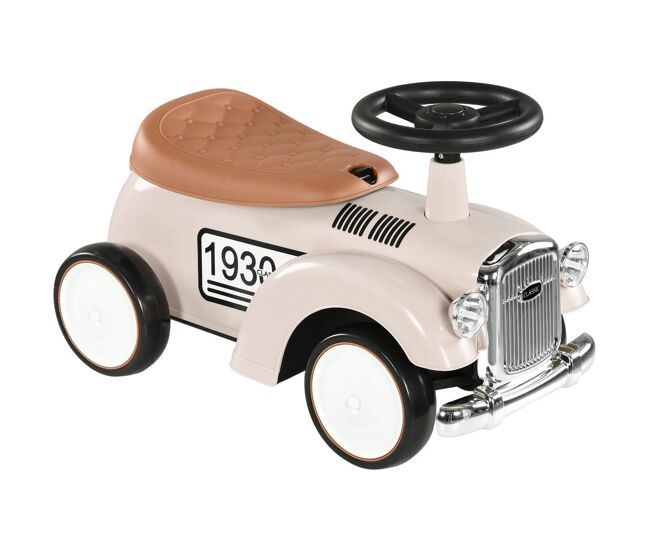 Aiyaplay correpasillos para bebés de 12 a 36 meses coche sin pedales con bocina compartimento de almacenaje y volante para interior y exterior 58x27x35 cm crema