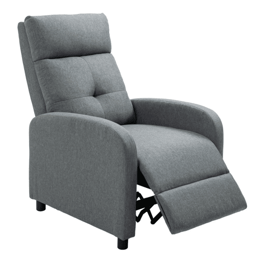 HOMCOM Poltrona Relax Reclinável até 155° Poltrona Reclinável Manual Estofado em Tecido Carga Máxima 150 kg para Pessoas com Altura Inferior 195 cm 67x87x98 cm Cinza
