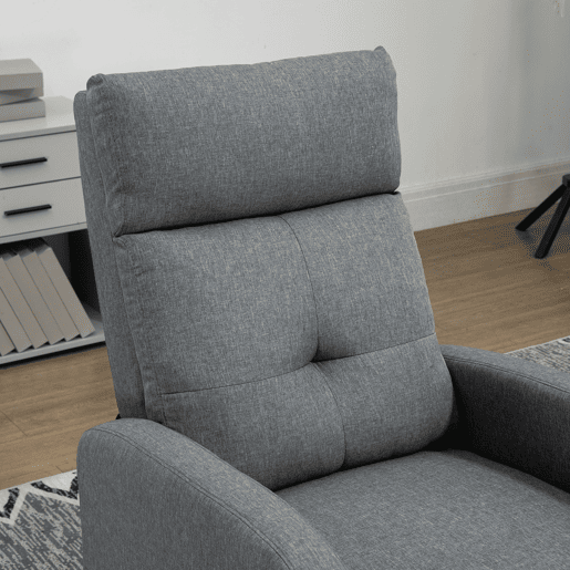 HOMCOM Poltrona Relax Reclinável até 155° Poltrona Reclinável Manual Estofado em Tecido Carga Máxima 150 kg para Pessoas com Altura Inferior 195 cm 67x87x98 cm Cinza