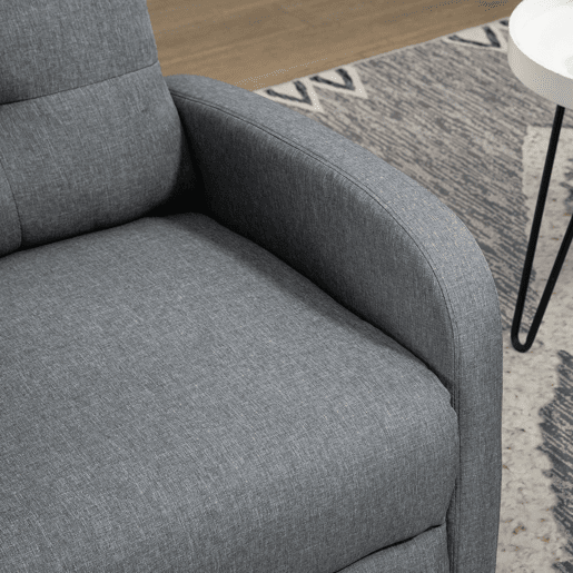 HOMCOM Poltrona Relax Reclinável até 155° Poltrona Reclinável Manual Estofado em Tecido Carga Máxima 150 kg para Pessoas com Altura Inferior 195 cm 67x87x98 cm Cinza