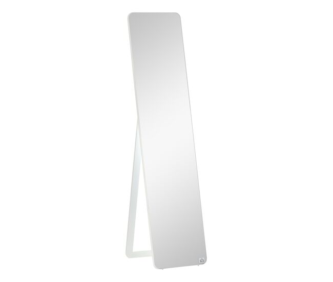 Homcom espejo de pie cuerpo entero rectangular espejo pared con 2 formas de uso marco de madera de pino moderno para pasillo dormitorio sala de estar 37x43x156 cm blanco