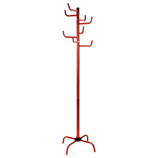 Bengaleiro metálico em forma de árvore vermelha com 8 cabides, 50x50x183 cm