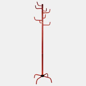 Bengaleiro metálico em forma de árvore vermelha com 8 cabides, 50x50x183 cm