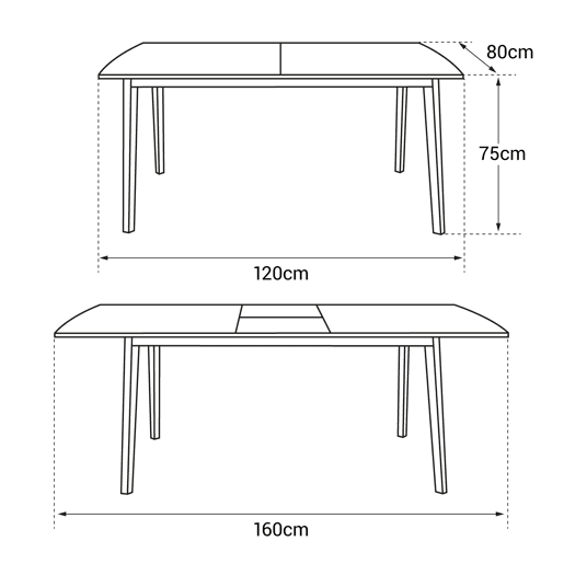Mesa extensible HELGA 120 - 160cm negro