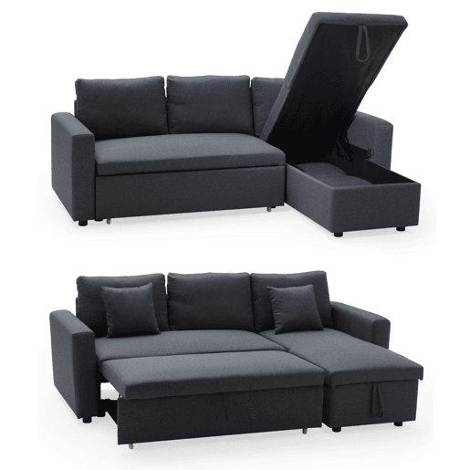 Sofá cama CLARK 3 plazas color gris jaspeado