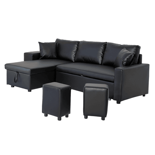 Sofá convertible TONY 3 plazas negro